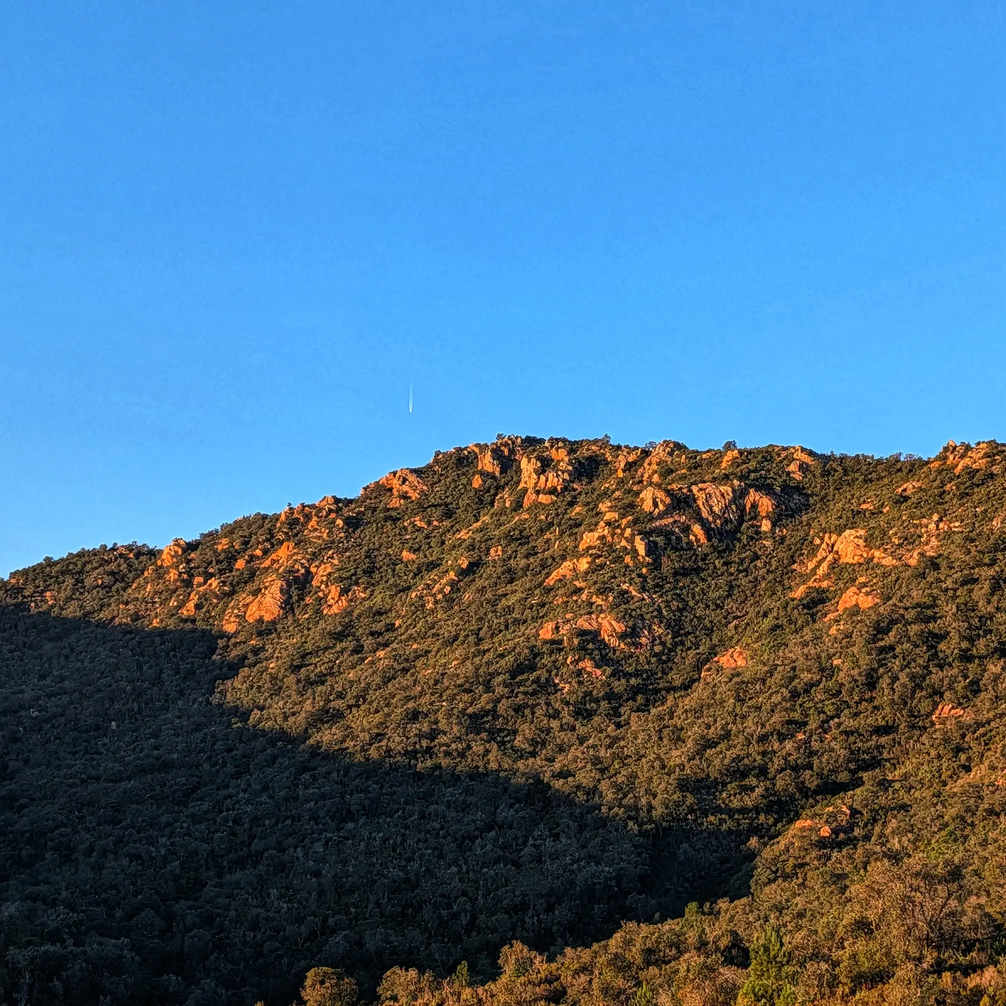 Vistas al Puig de les Cols desde un sendero de ascenso.